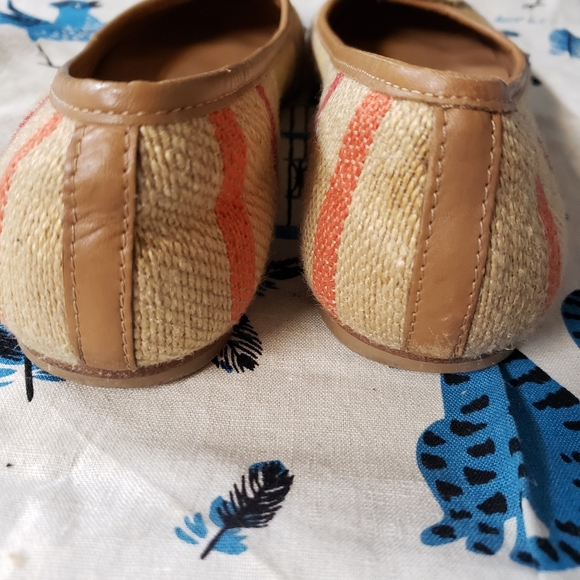 Tory Burch Reva Raffia Woven Striped Flats size 8½